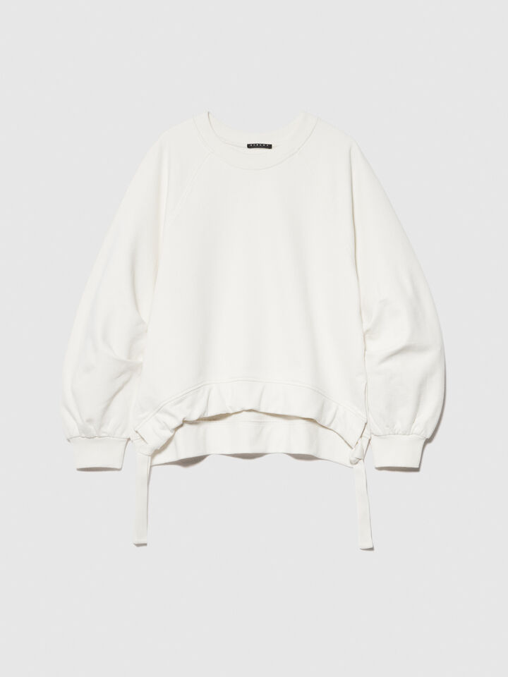 Oversized sweatshirt with drawstring - women's sweatshirts - Creamy White | Sisley image number 6